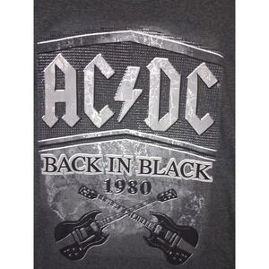 ACDC Mens Shirt XL Gray Back In Black Double Guitar 1980 Classic Rock Casual